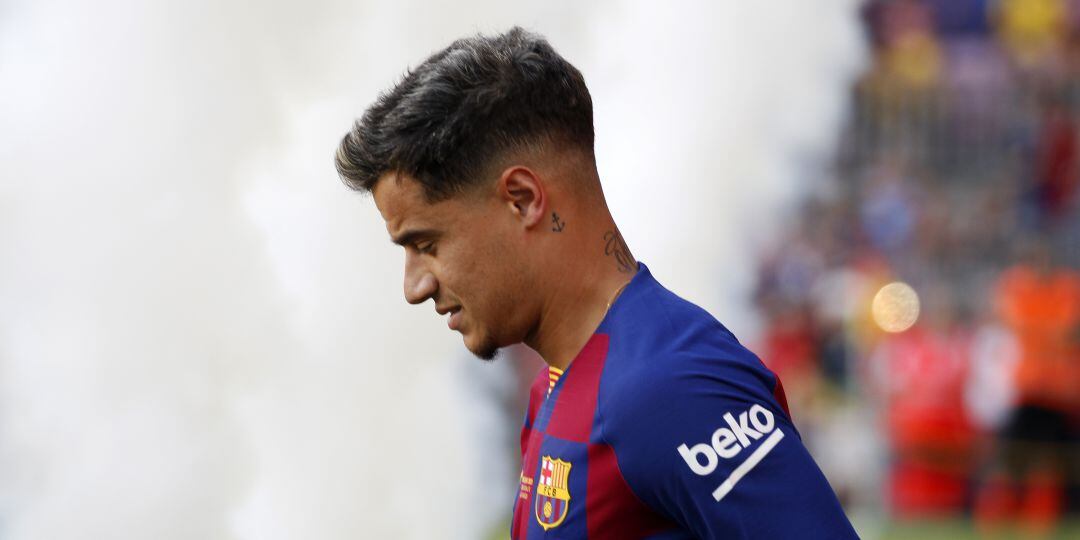 Coutiho, durante la presentación del Barcelona en el Trofeo Joan Gamper