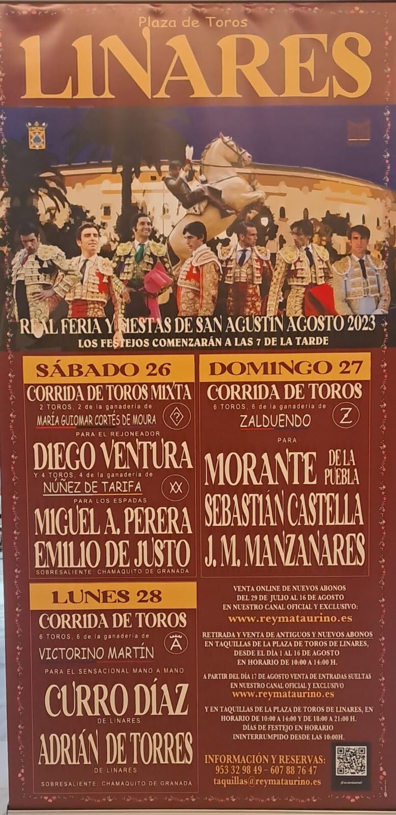 Cartel de la feria taurina de Linares 2023