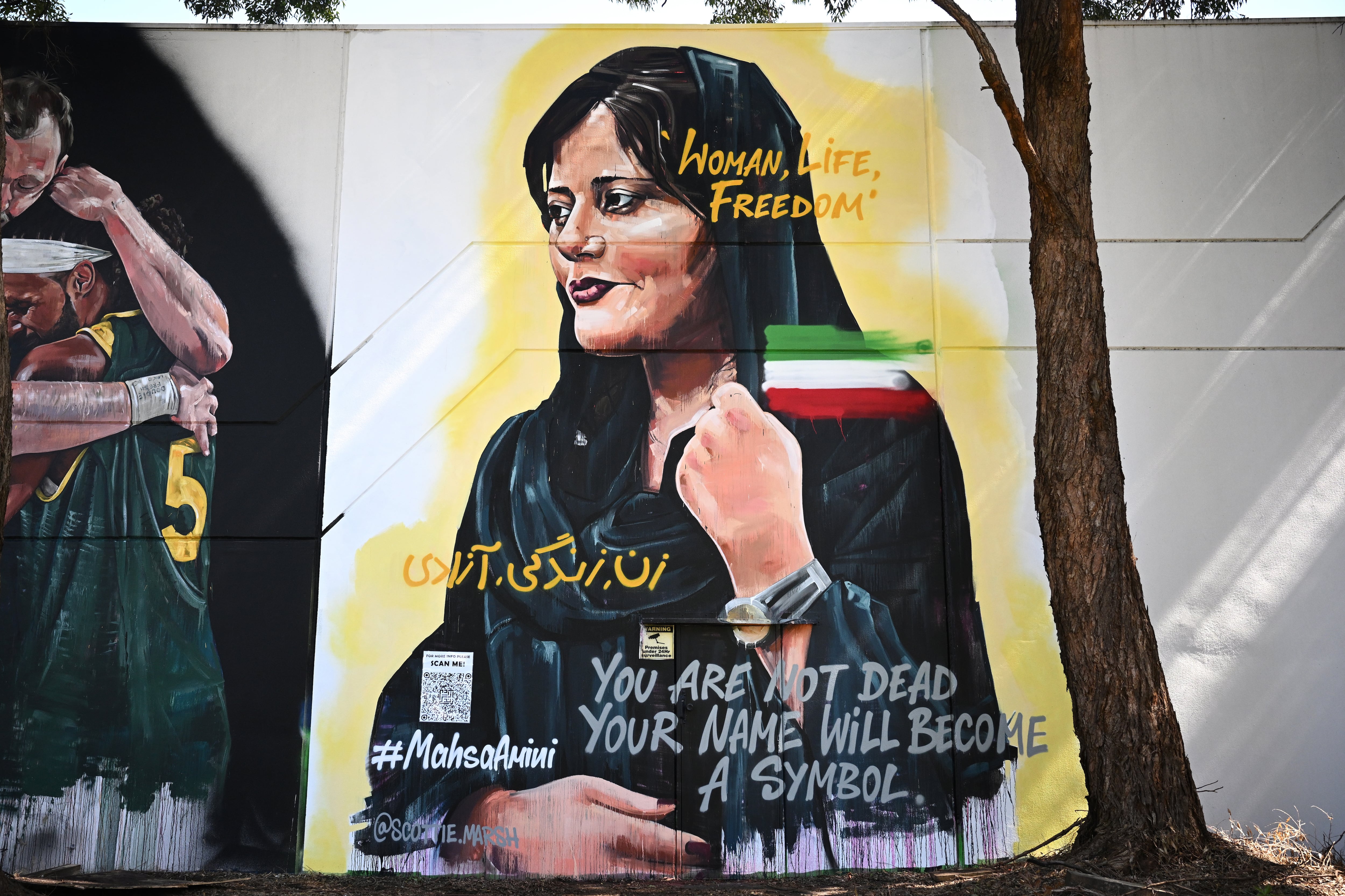 Sydney (Australia), 27/10/2022.- A mural of Mahsa Amini by artist Scott Marsh is seen in Alexandria, Sydney, Australia, 28 October 2022. Amini, a 22-year-old Iranian woman, was arrested in Tehran on 13 September by the police unit responsible for enforcing Iran&#039;s strict dress code for women. She fell into a coma while in police custody and was declared dead on 16 September. (Alejandría, Teherán) EFE/EPA/DAN HIMBRECHTS AUSTRALIA AND NEW ZEALAND OUT
