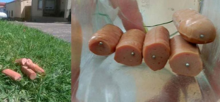 Las salchichas que han encontrado los vecinos de Villaralbo en sus zonas verdes.