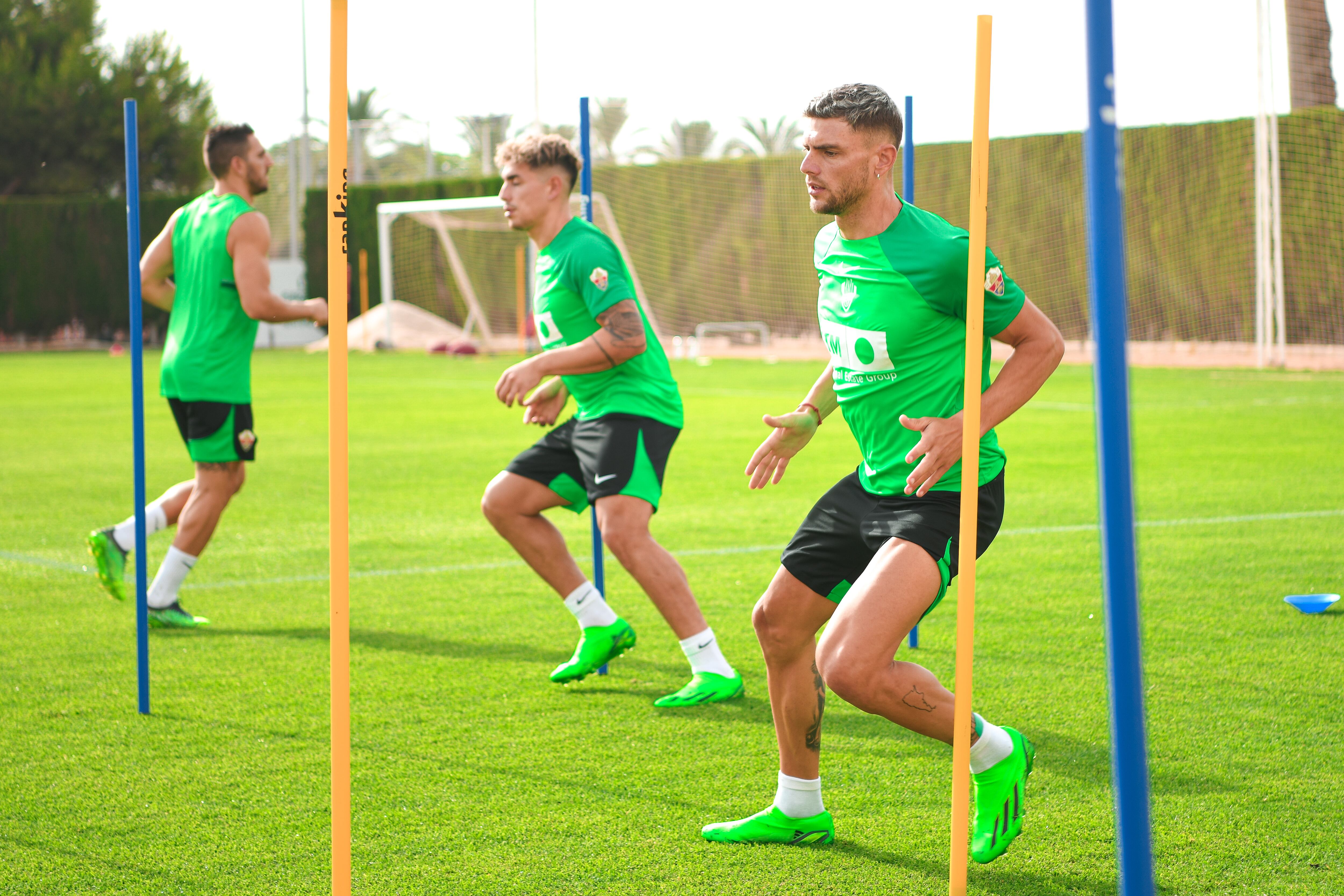 Lucas Boyé y Ponce en un entrenamiento con el Elche