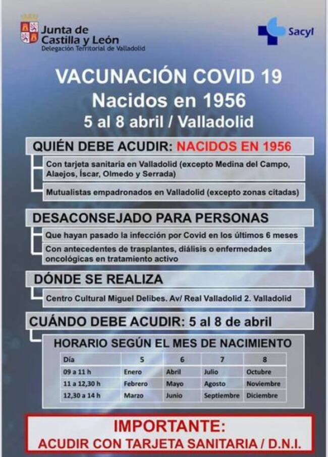 La hoja de datos para la vacunación desde el próximo 5 de abril.