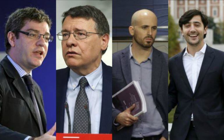 Álvaro Nadal (PP), Jordi Sevilla (PSOE), Nacho Álvarez (Podemos) y Toni Roldán (Ciudadanos)