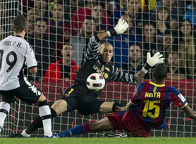 Valdés, durante el partido ante el Valencia