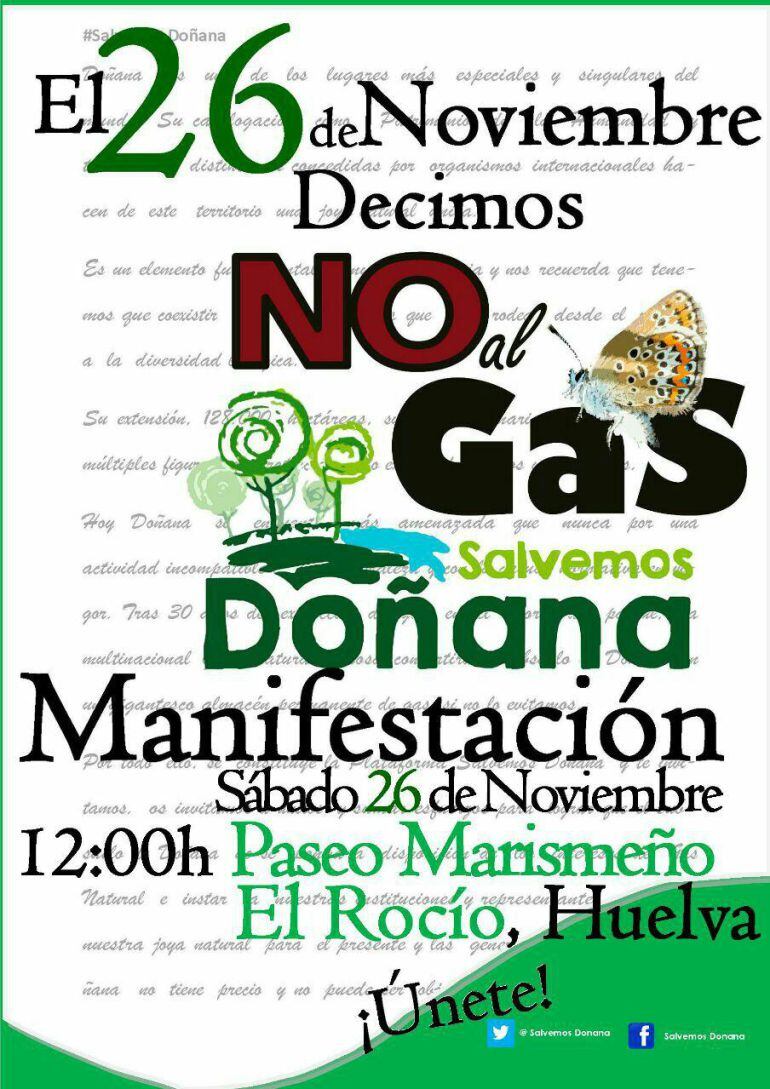 Cartel convocatoria manifestación en Doñana