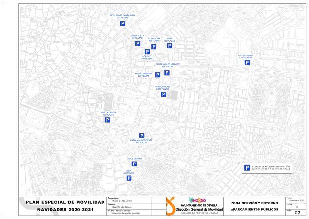 Situación de los aparcamientos públicos subterráneos en el entorno de Nervión