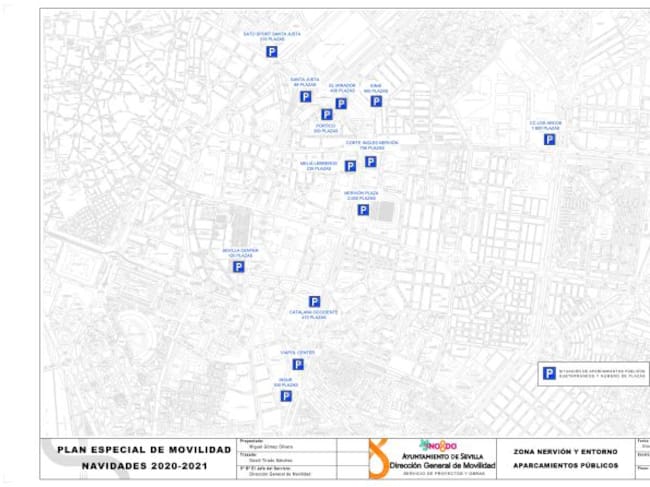 Situación de los aparcamientos públicos subterráneos en el entorno de Nervión