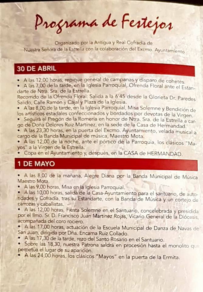 Programa de la Romería de la Virgen de la Estrella 2022