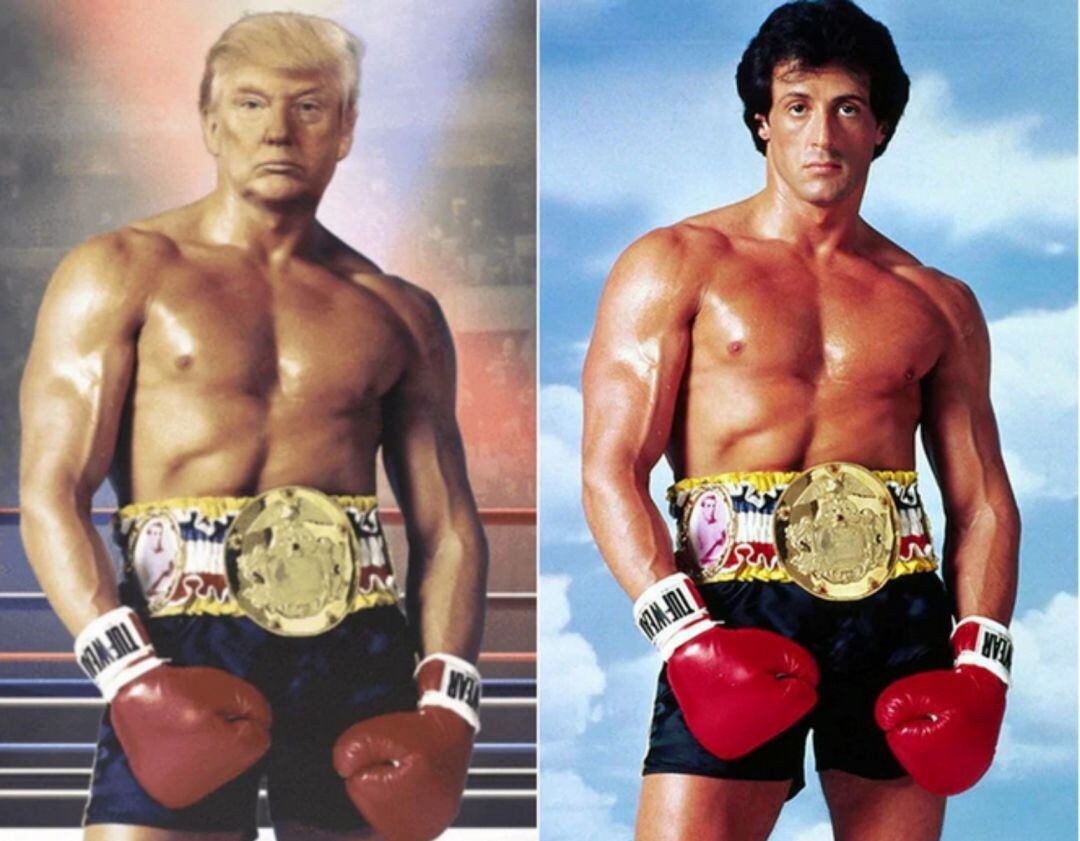 Montaje de Donald Trump y Sylvester Stallone.