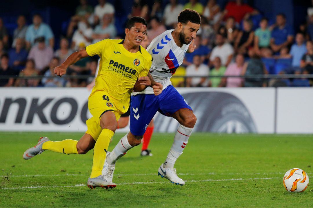 Bacca en su estreno en la Europa League con el Villarreal esta temporada en el Estadio de la Cerámica