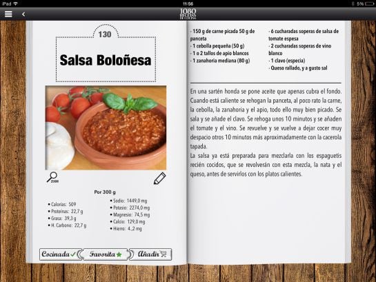 El libro ‘1080 recetas de cocina’ en su versión digital en iPad