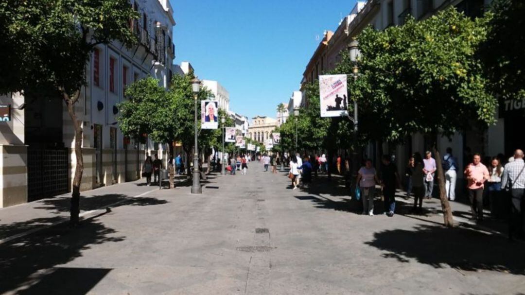 Imagen de la calle Larga, arteria principal del comercio del centro de Jerez