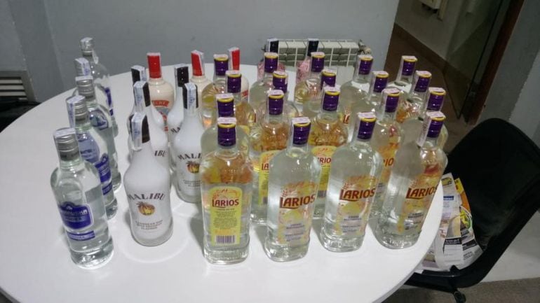 Botellas de alcohol requisadas por la Policía Local de Nules