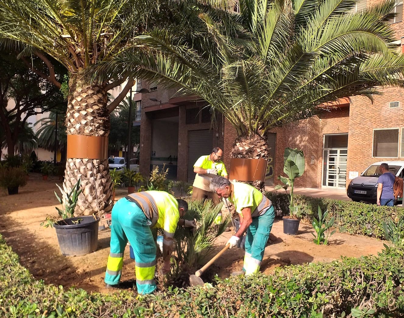 Jardineros trabajando en la ciudad de València