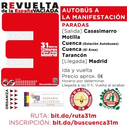 Rutas de autobús para la manifestación.