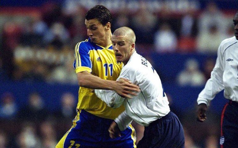 Ibrahimovic y Beckham durante un partido de sus selecciones. 