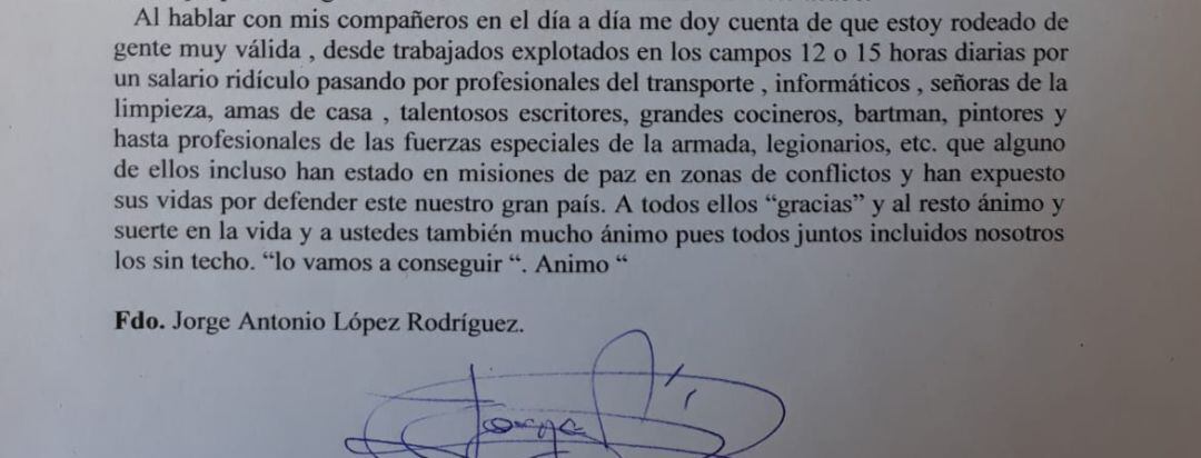 La carta de Jorge Antonio López Rodriguez