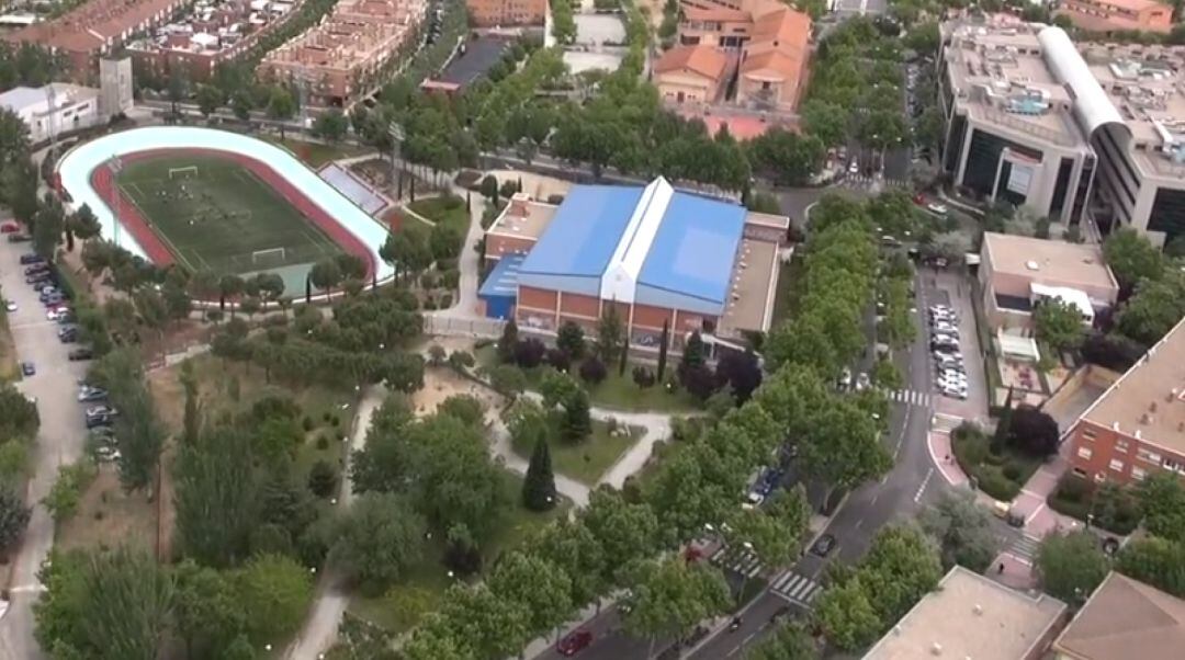 Vista aérea del polideportivo Eduardo López Mateo