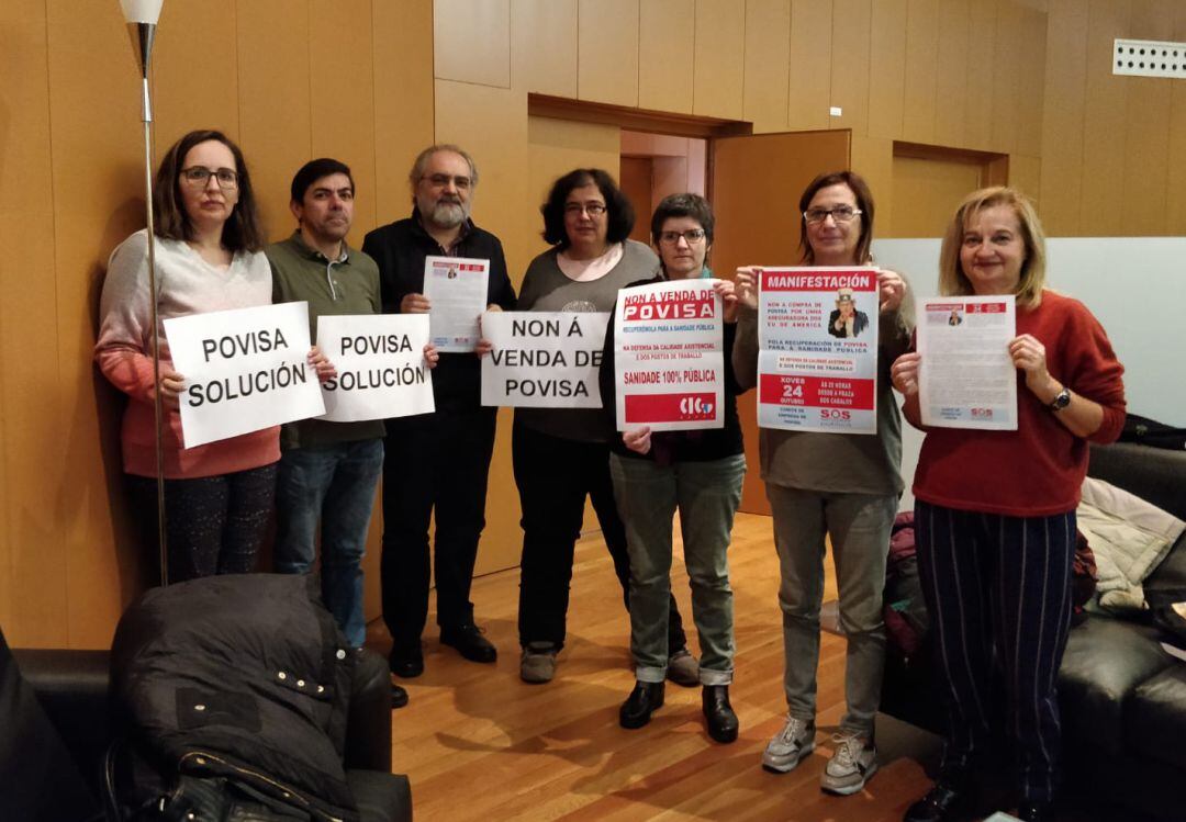 Delegadoos de CIG Saúde encerrados este martes en la sede de la Conselelría de Sanidade.