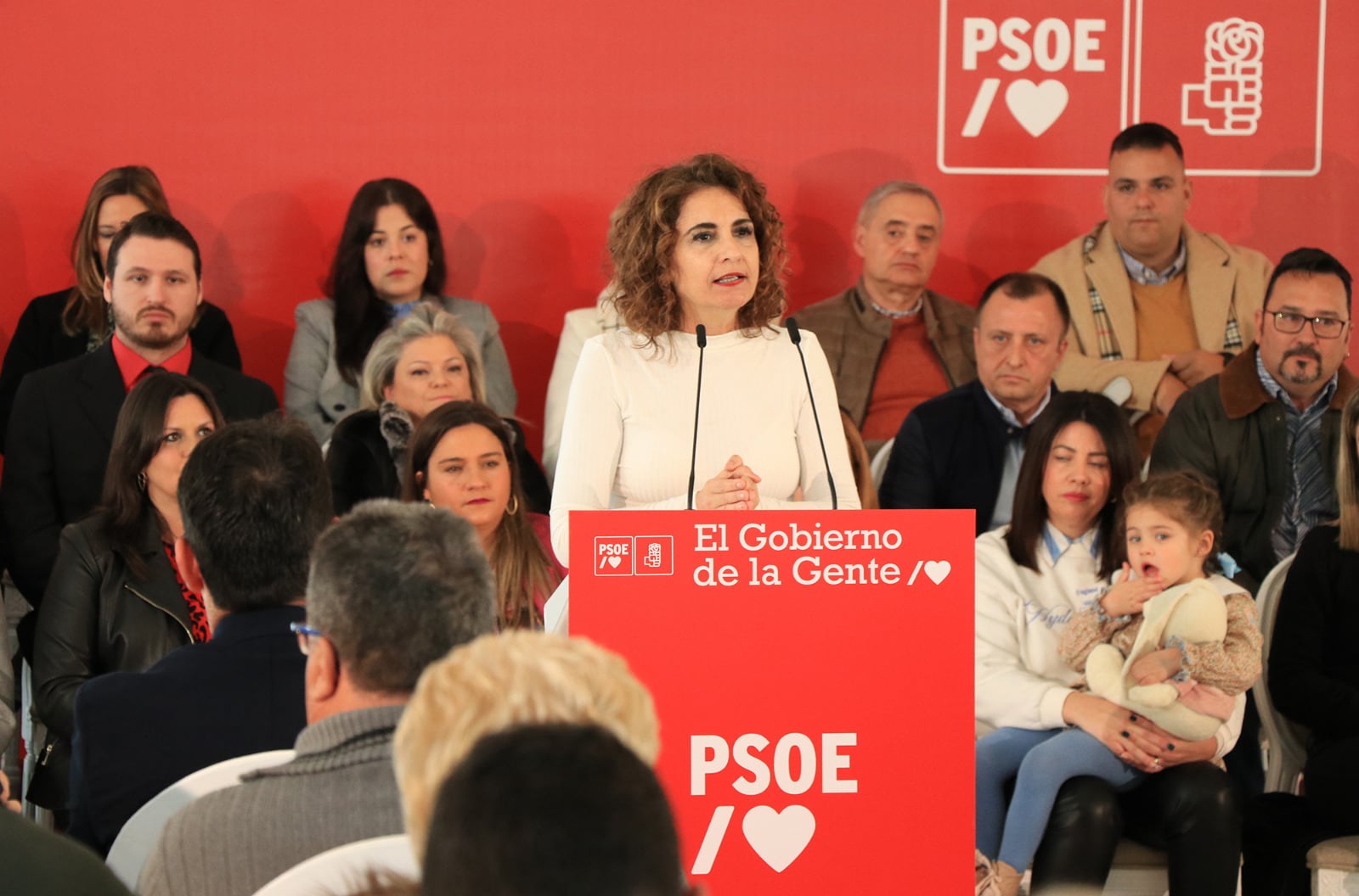 La vicesecretaria general del PSOE, María Jesús Montero, en un acto público del PSOE en Linares