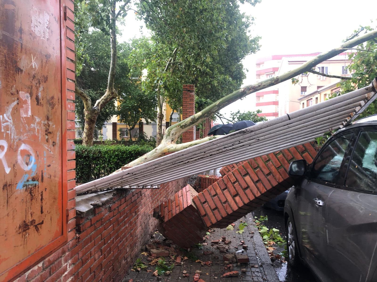 Muro caído en el Centro Cívico
