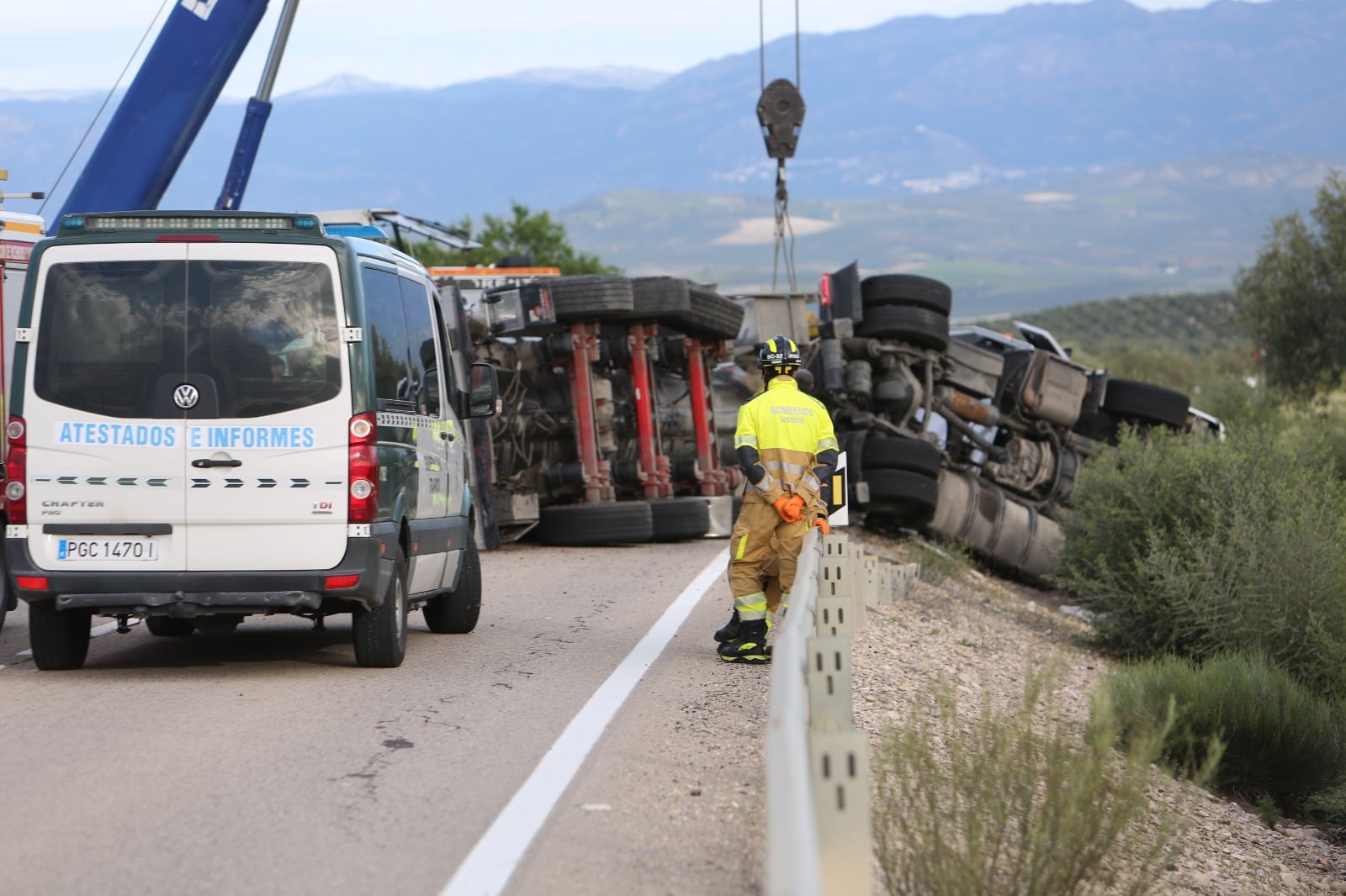 Accidente ocurrido el pasado 2 de abril en la A-315 a la altura de Torreperogil.