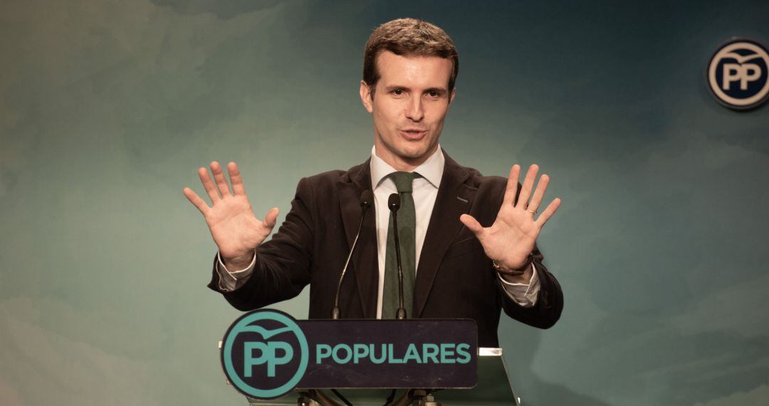 Pablo Casado durante una rueda de prensa