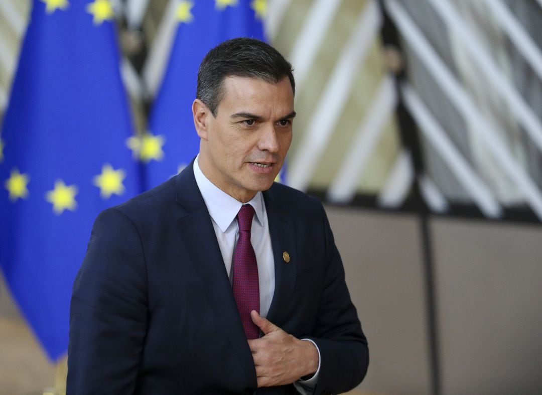 Pedro Sanchez, a su llegada al Consejo Europeo, en Bruselas.