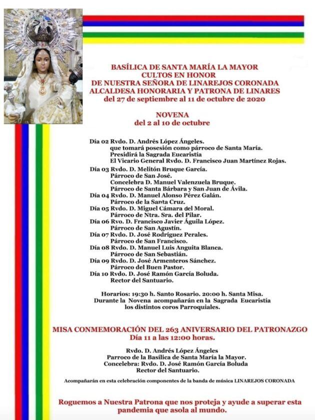 Cultos en honor a la Virgen de Linarejos en la Basílica de Santa María.