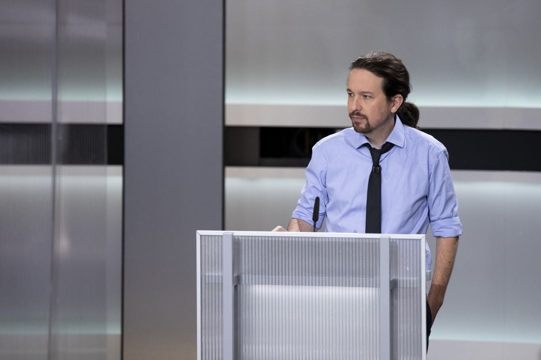 Pablo Iglesias, líder de Unidas Podemos, durante un momento del debate electoral del 10 de noviembre