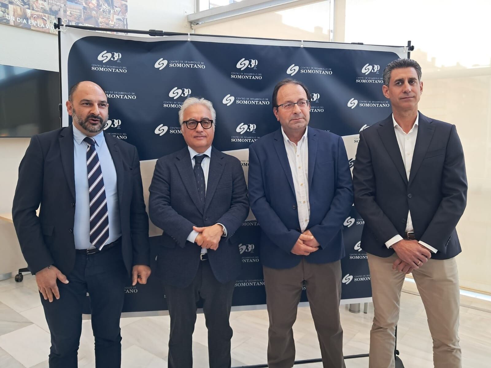 Fernando Torres, Javier Rincón, Mariano Altemir y Saúl Pérez en el 30 aniversario del Ceder Somontano