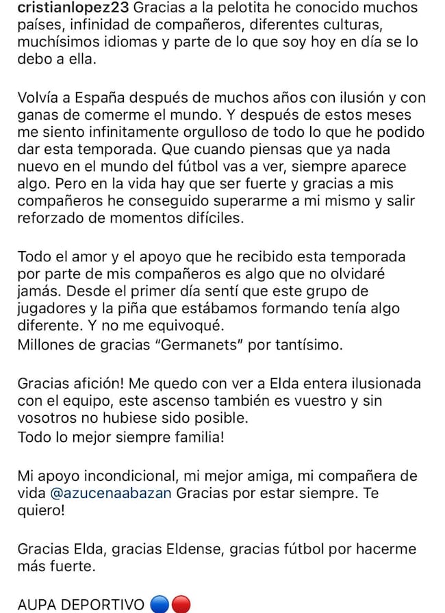 Publicación de Cristian López