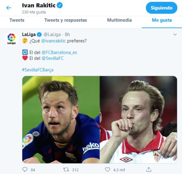 El 'me gusta' de Ivan Rakitic