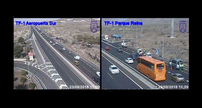 La colisión de cuatro vehículos colapsa la Autopista del Sur