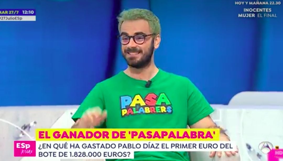 Pablo Díaz desvela qué es lo primero en lo que ha gastado el dinero del bote de &#039;Pasapalabra&#039;.