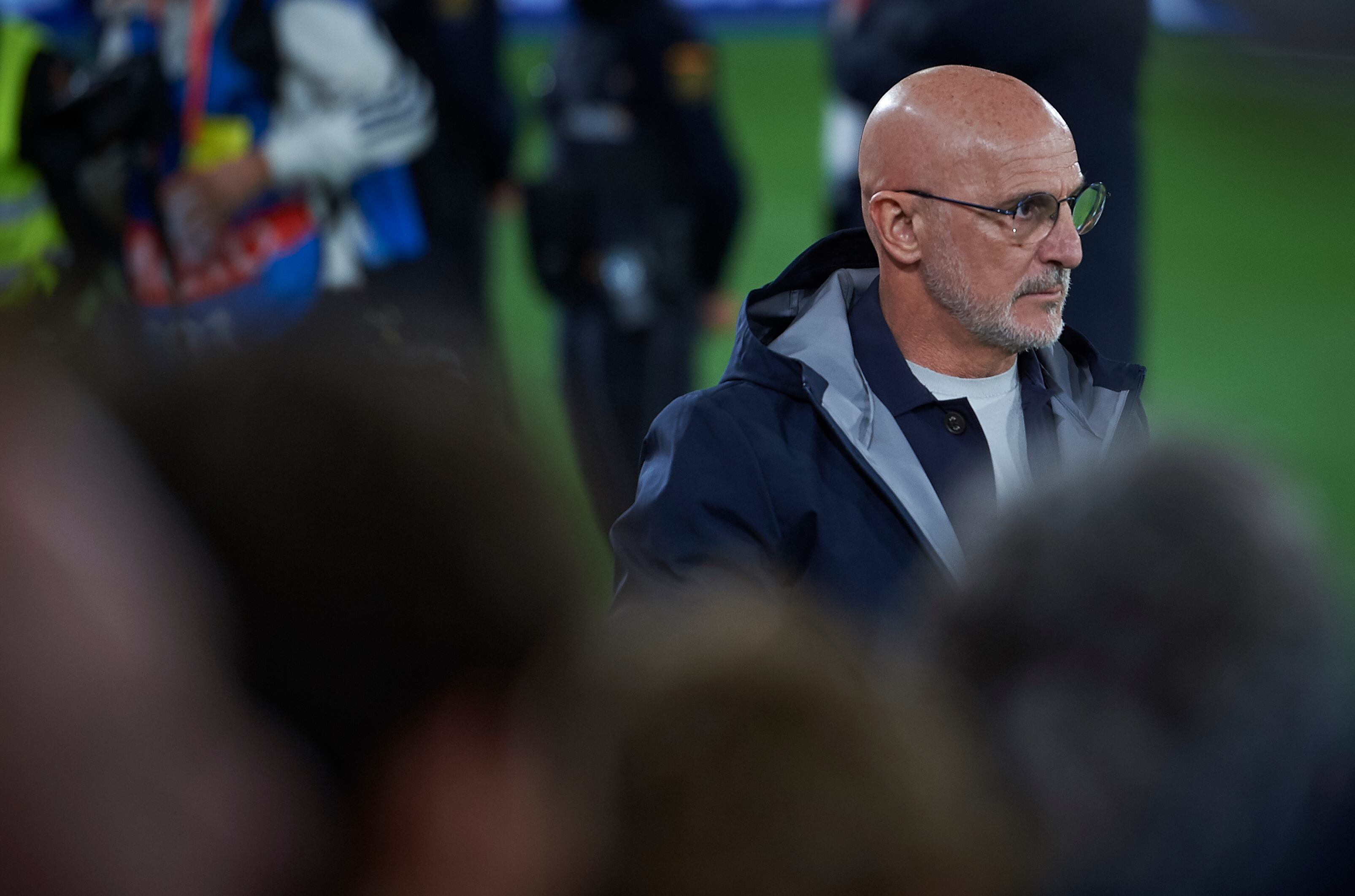 Luis de la Fuente, durante el amistoso entre España y Serbia disputado en La Cerámica