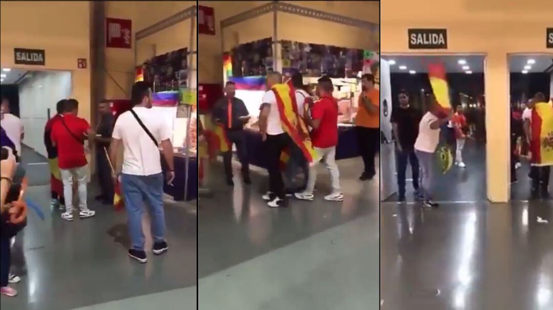 Fragmentos del vídeo en el que se ve la agresión verbal de los ultras de Vox en el Salón del Cómic de Alicante