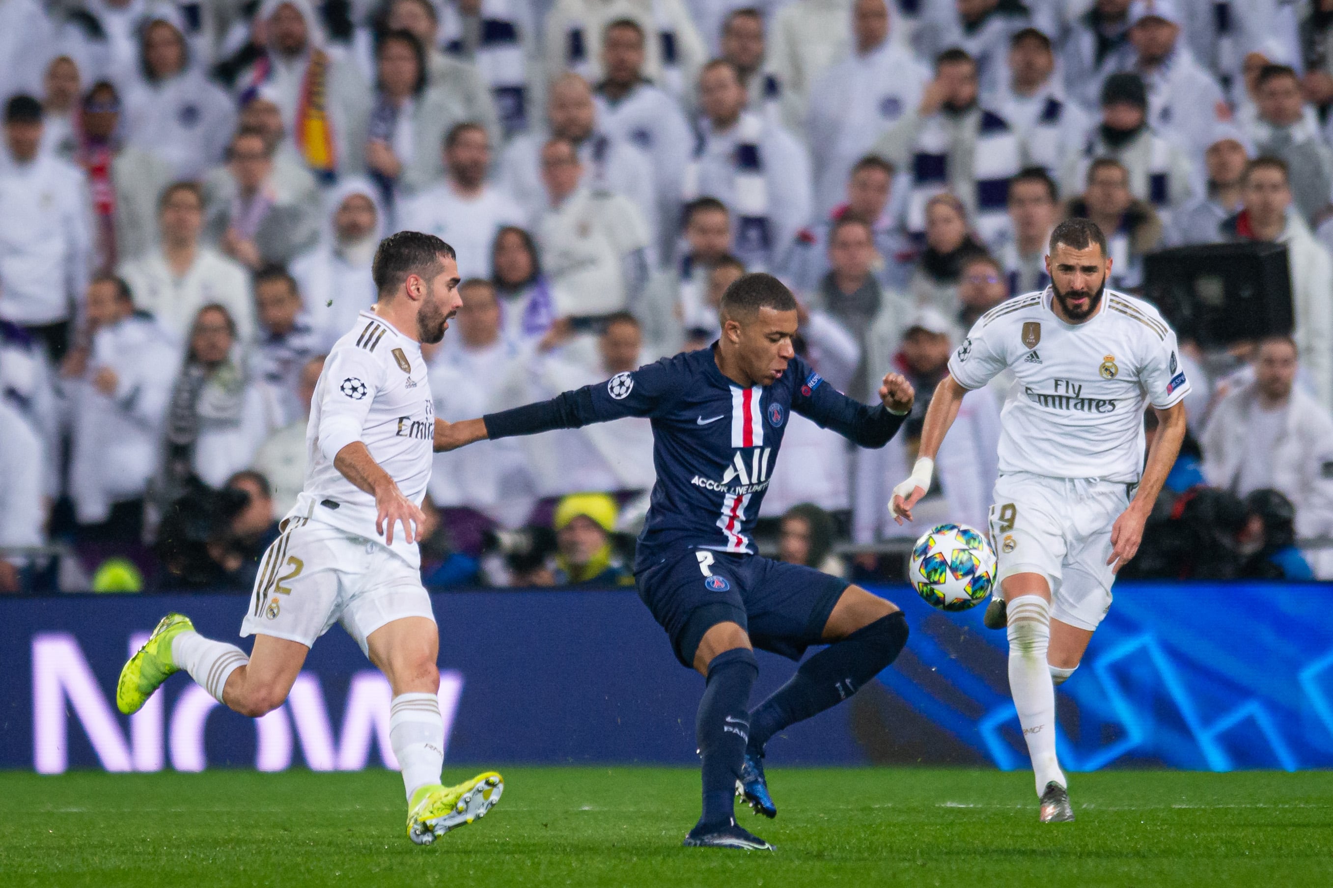 Mbappé, durante un partido de Champions contra el Real Madrid, en 2019