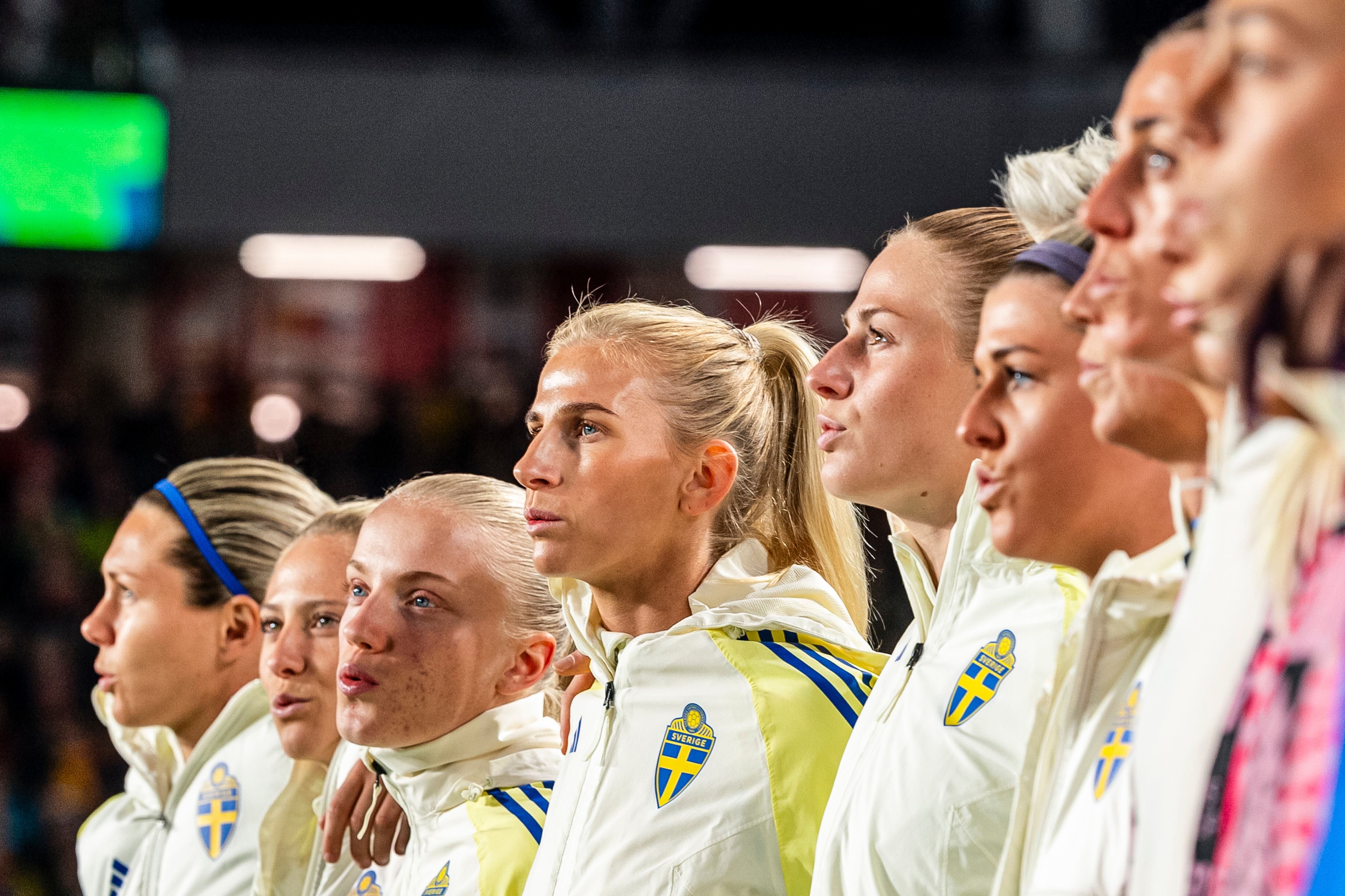 Sofia Jakobsson, junto a sus compañeras de selección de Suecia