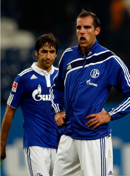 Raul y Metzelder tras el partido contra el Leverkusen