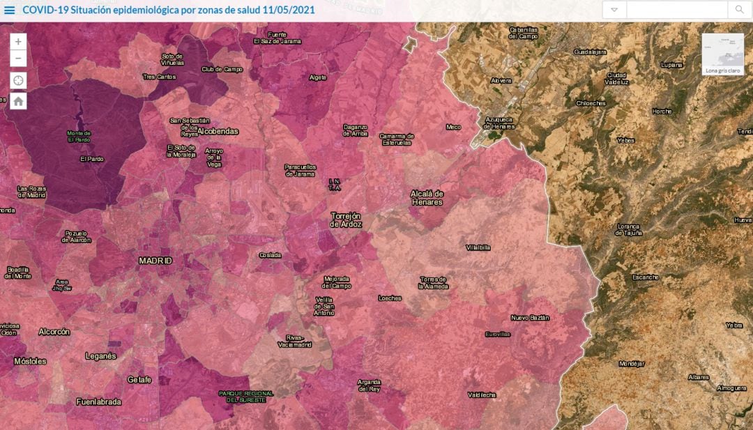 Mapa de color Covid-19 Henares