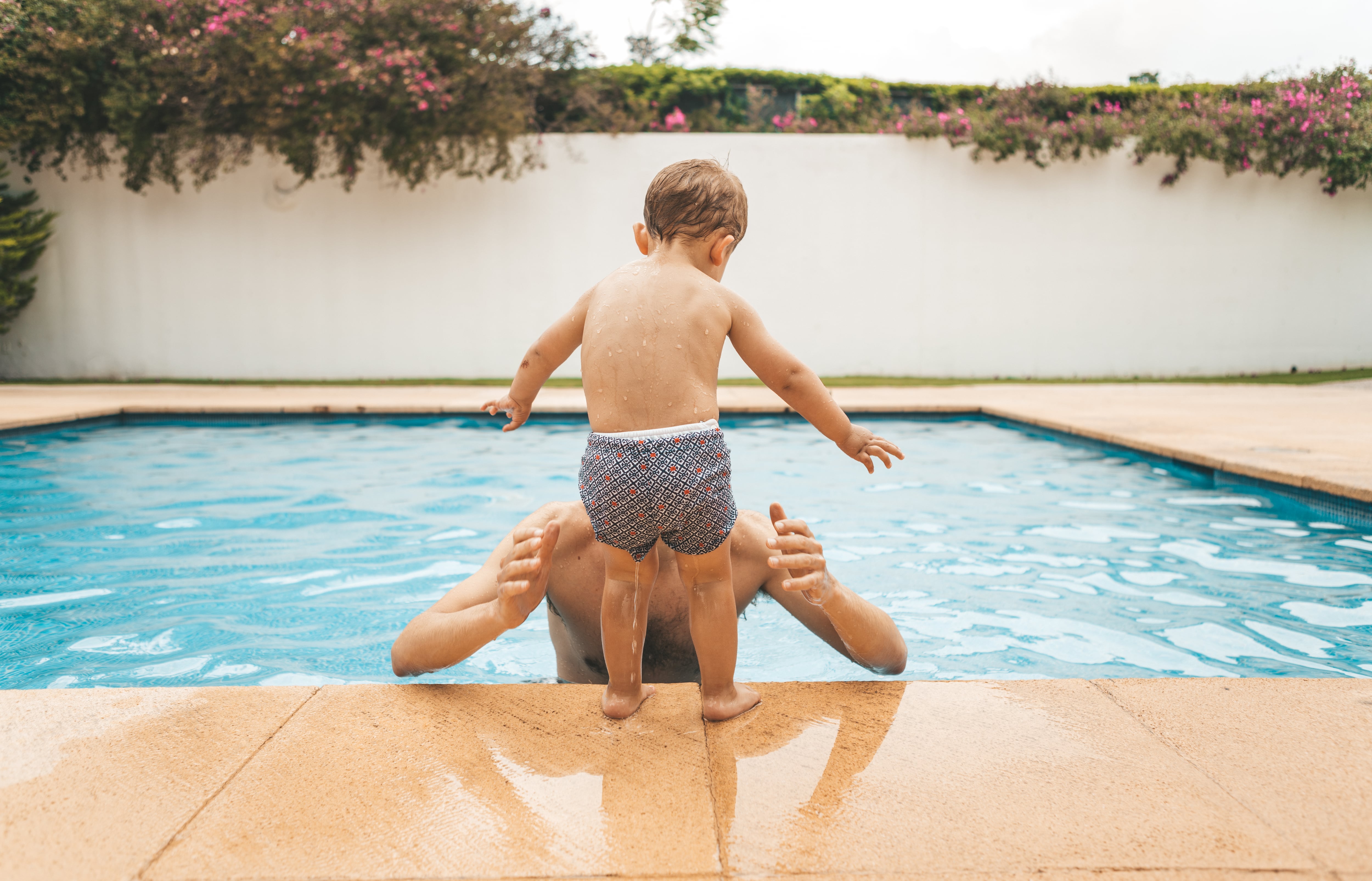 Family at the pool