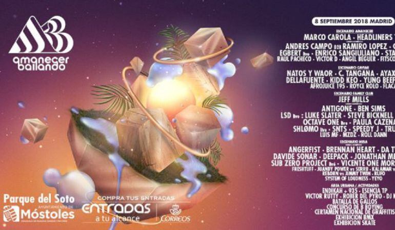 Cartel en el que se anunciaba que el Festival se celebraría en el Parque "El Soto" de Móstoles