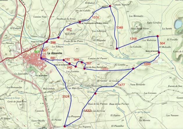 Plano del recorrido del sendero PR-CU 122.