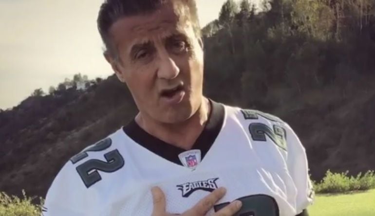 Sylvester Stallone, durante su mensaje a los Eagles