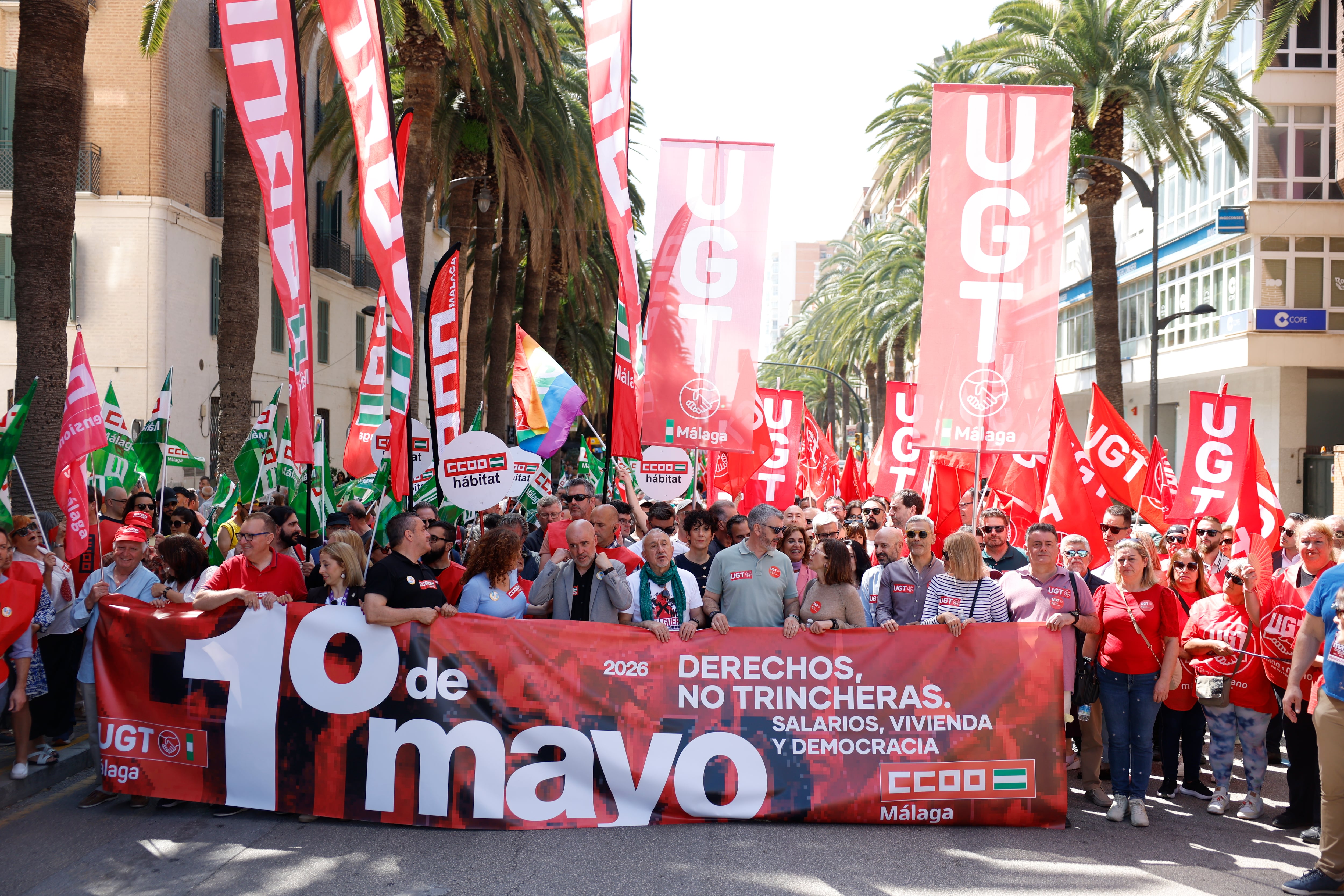 MÁLAGA, 01/05/2026.- Vista de la manifestación convocada por el Día Internacional del Trabajo, este viernes, en Málaga. EFE/ Jorge Zapata