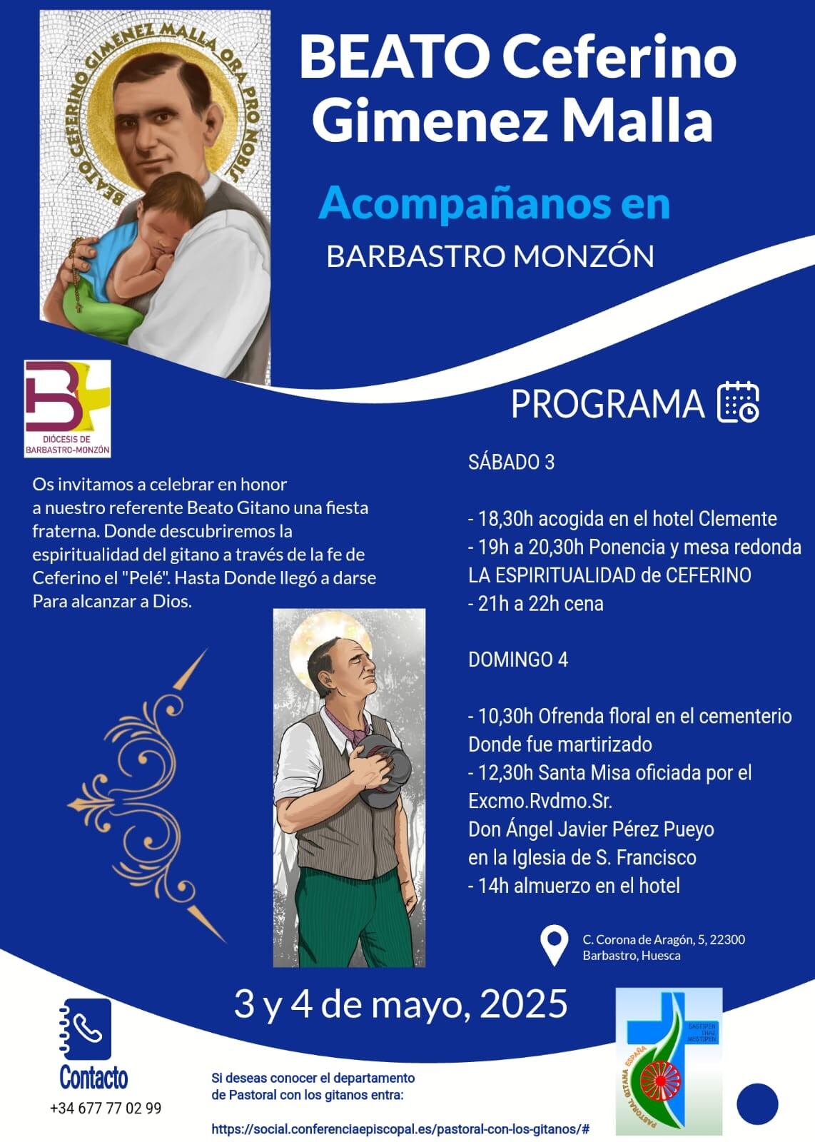 Cartel con las celebraciones previstas para este sábado y domingo