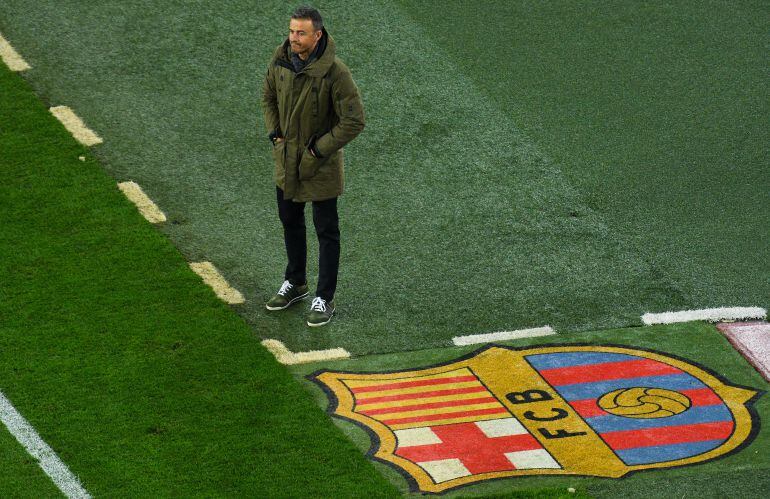 Luis Enrique durante un partido en el Camp Nou