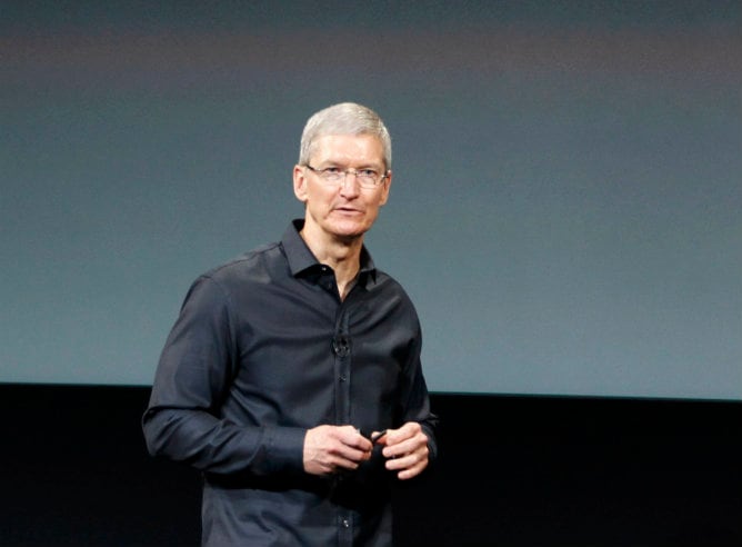 Tim Cook durante la presentación de Apple en Cupertino, California