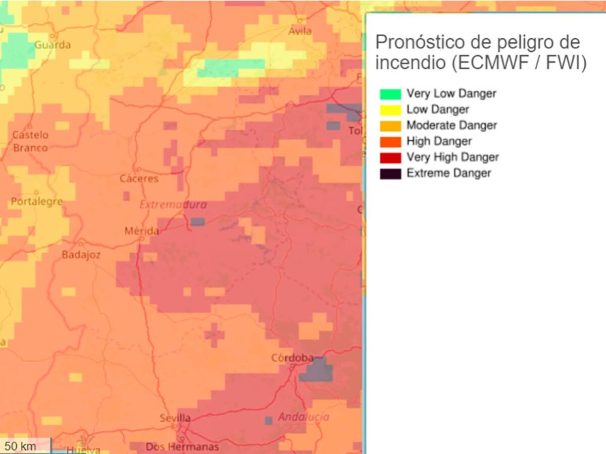 Peligro de Incendio en Extremadura, 3 de junio de 2020